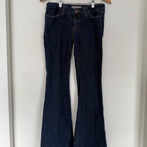 Buffalo flare Jeans.  Dark denim blue wash.